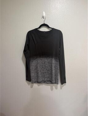 Lululemon Women's Swiftly Tech Long Sleeve, 12, heathered gray and black ombré
